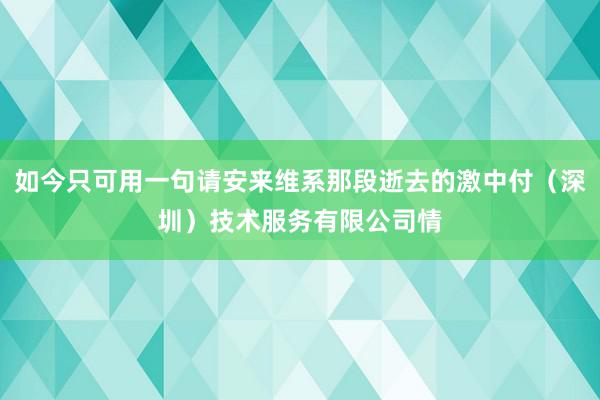 如今只可用一句请安来维系那段逝去的激中付（深圳）技术服务有限公司情